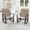 Front view of individual outdoor glider chair featuring breathable mesh fabric and black metal frame, ideal for patio.