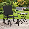 Tangkula outdoor glider chair with comfortable contoured seat and anti-slip foot pads, ideal for backyard lounging.