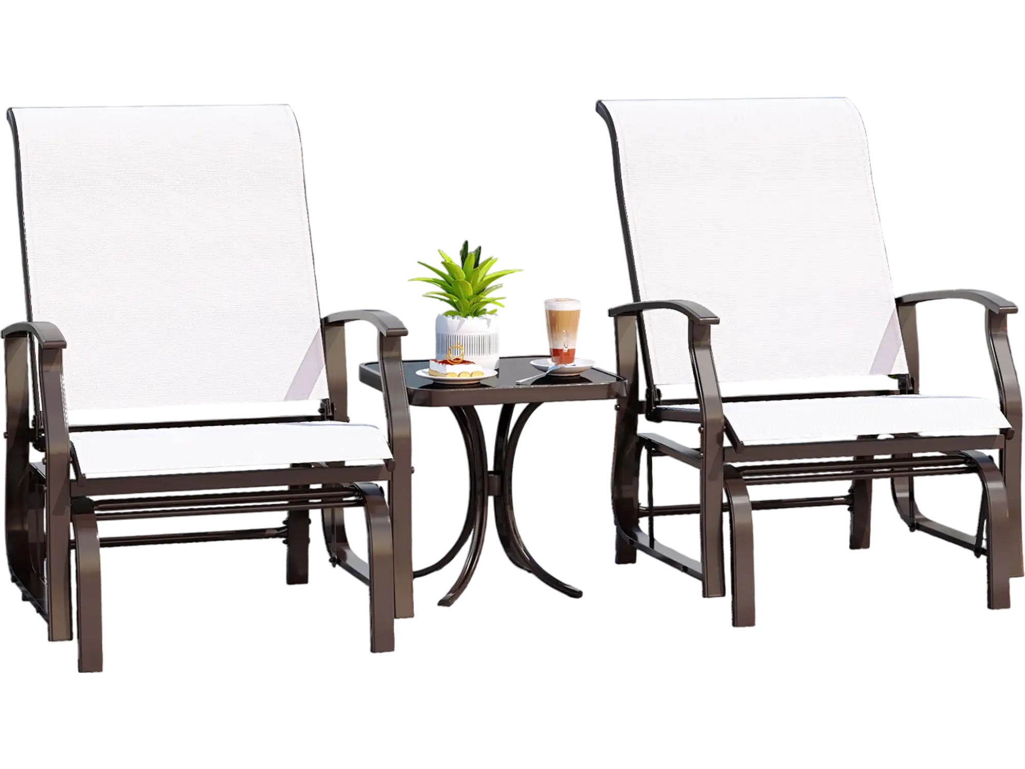 Costway Outdoor Patio Glider Chairs Set of 2 Beige 741593862 New