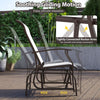 Outdoor glider chair set with ergonomic backrest, beige fabric, and sturdy metal frame for relaxing patio use.