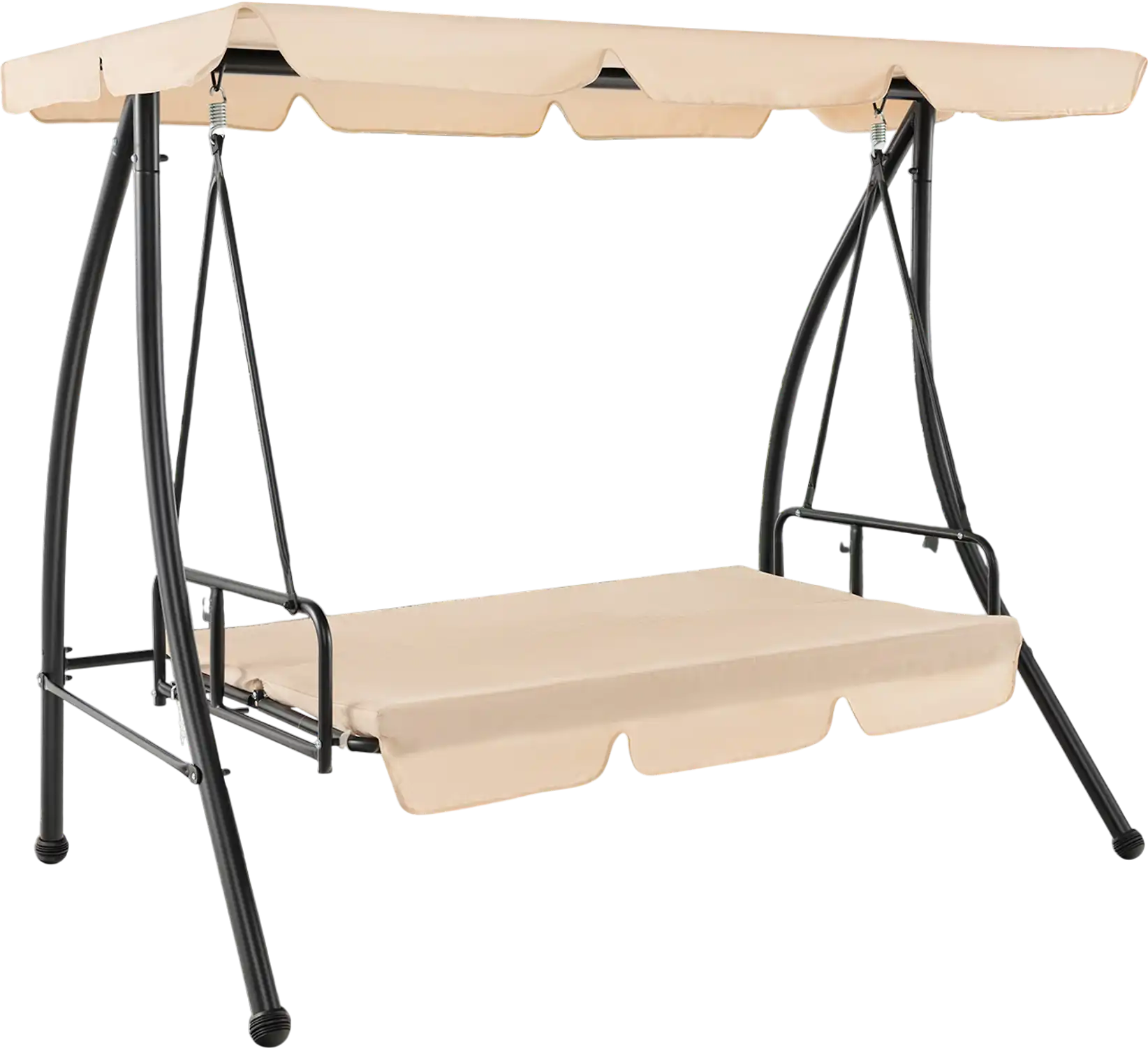 Costway 2-Seat Outdoor Convertible Swing Chair Flat Bed Adjustable Canopy Beige 94821756 New