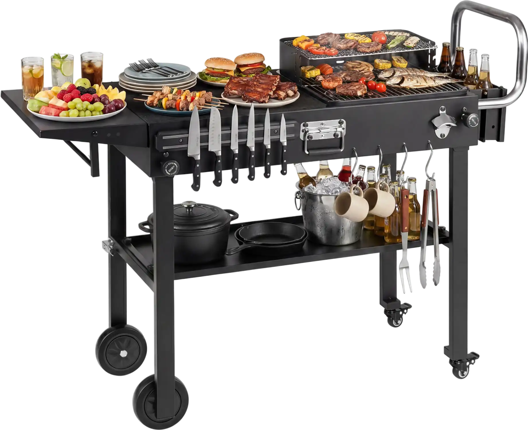Costway Foldable Outdoor Grill Cart Griddle Table 31