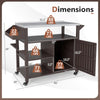 Outdoor grill cart with stainless steel top, featuring storage shelves and cabinet, ideal for indoor and outdoor use.