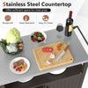 Stainless steel countertop of the outdoor grill cart, featuring ample space for meal prep and easy cleaning.