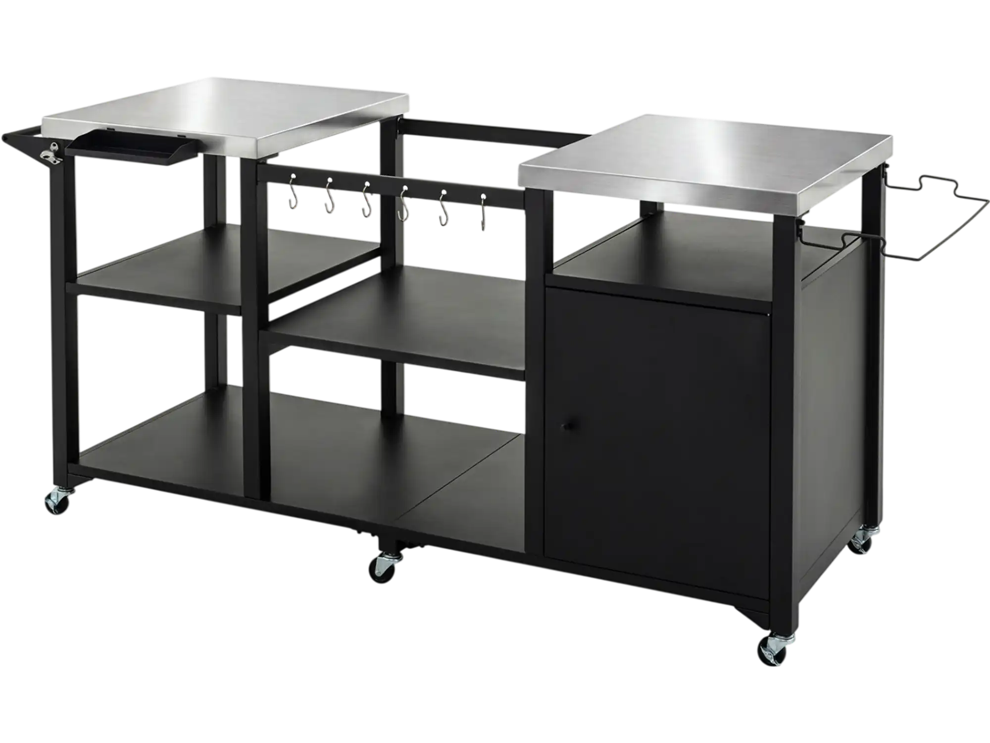 Costway Outdoor Grill Cart Cabinet Stainless Steel Tabletop Hooks 67978737 New
