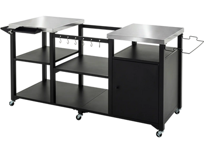 Costway Outdoor Grill Cart Cabinet Stainless Steel Tabletop Hooks 67978737 New