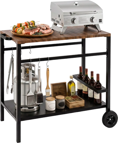 Costway Outdoor Grill Cart Patio Garden Kitchen Island w/ Spice Rack Hooks 83092131 New