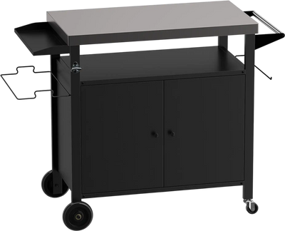 Costway Outdoor Grill Cart Stainless Steel Top 2-Door Cabinet BBQ Camping 84764485 New