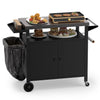 Outdoor grill cart with stainless steel top, spacious cabinet, and wheels for easy mobility, perfect for BBQ camping.