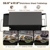 Spacious outdoor grill cart with a stainless steel top, featuring a large storage cabinet and convenient towel rack.