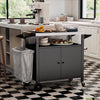 Outdoor grill cart with stainless steel top, 2-door cabinet, and ergonomic push handle for BBQ camping and kitchen use.