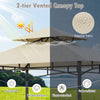 2-tier vented canopy top of an 8 x 5 feet outdoor grill gazebo in beige, featuring sun-proof and fade-resistant.