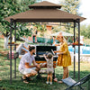 8 x 5 Feet Outdoor Grill Gazebo with 2 Side Shelves and 10 Hooks-Brown - Gallery View 1 of 10