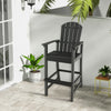 30 Inches Counter Height Outdoor HDPE Bar Stool with Armrests and Footrest-Black - Gallery View 1 of 8