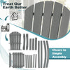 30-inch gray HDPE outdoor bar stool with armrests, footrest, and slatted design for comfort and easy assembly.
