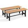 Two 47-inch outdoor benches with slatted HDPE seats and a sturdy plastic-coated iron frame for patio or garden use.