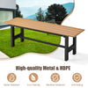 47-inch outdoor bench with slatted HDPE seat and metal frame, perfect for patio or garden seating for two.