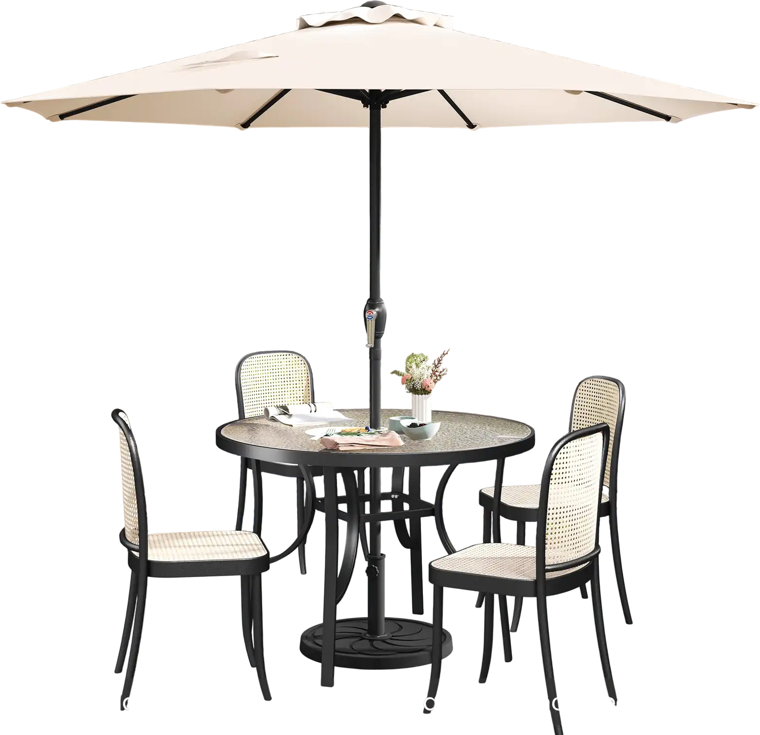 Costway Outdoor Heavy Duty Market Umbrella Beige Crank Handle 8-Rib 25 – FactoryPure