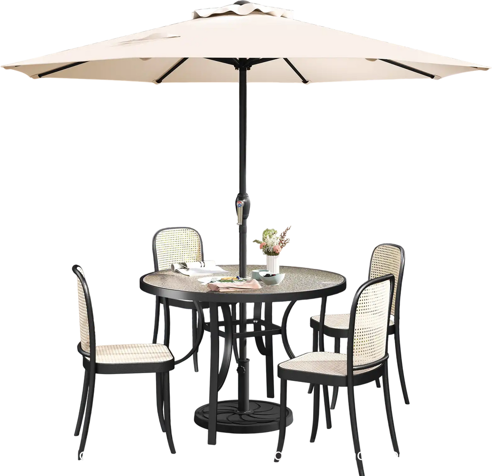 Costway Outdoor Heavy Duty Market Umbrella Beige Crank Handle 8-Rib 25 – FactoryPure