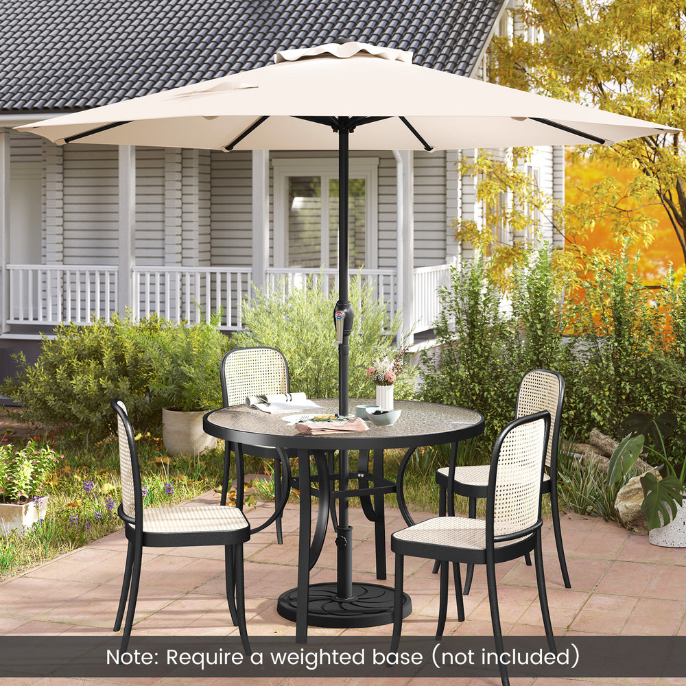 Outdoor Heavy Duty Market Umbrella with Crank Handle and 8 Sturdy Ribs-Brown丨Costway