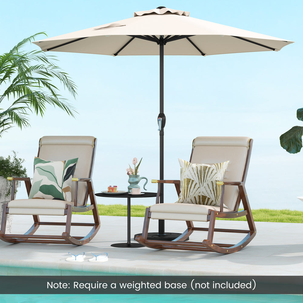 Outdoor Heavy Duty Market Umbrella with Crank Handle and 8 Sturdy Ribs-Brown丨Costway
