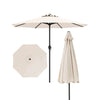 Outdoor heavy-duty market umbrella in beige with crank handle, featuring a sturdy metal frame and 8 ribs for stability.