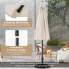 Outdoor heavy-duty market umbrella in beige with crank handle and protective rib pockets for stability and sun.