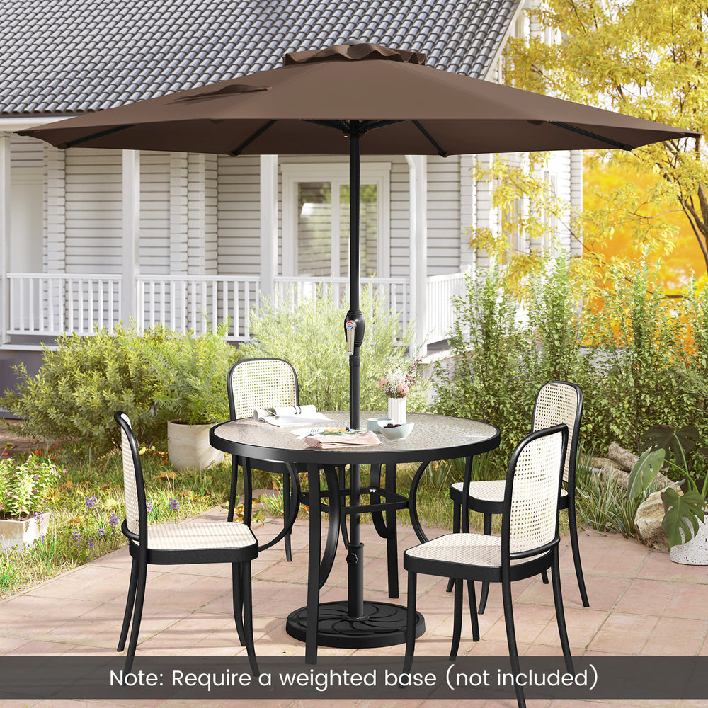 Outdoor Heavy Duty Market Umbrella with Crank Handle and 8 Sturdy Ribs-Brown丨Costway