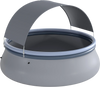 Round inflatable pool with sunshade canopy, made of premium PVC, ideal for backyard parties and summer relaxation.
