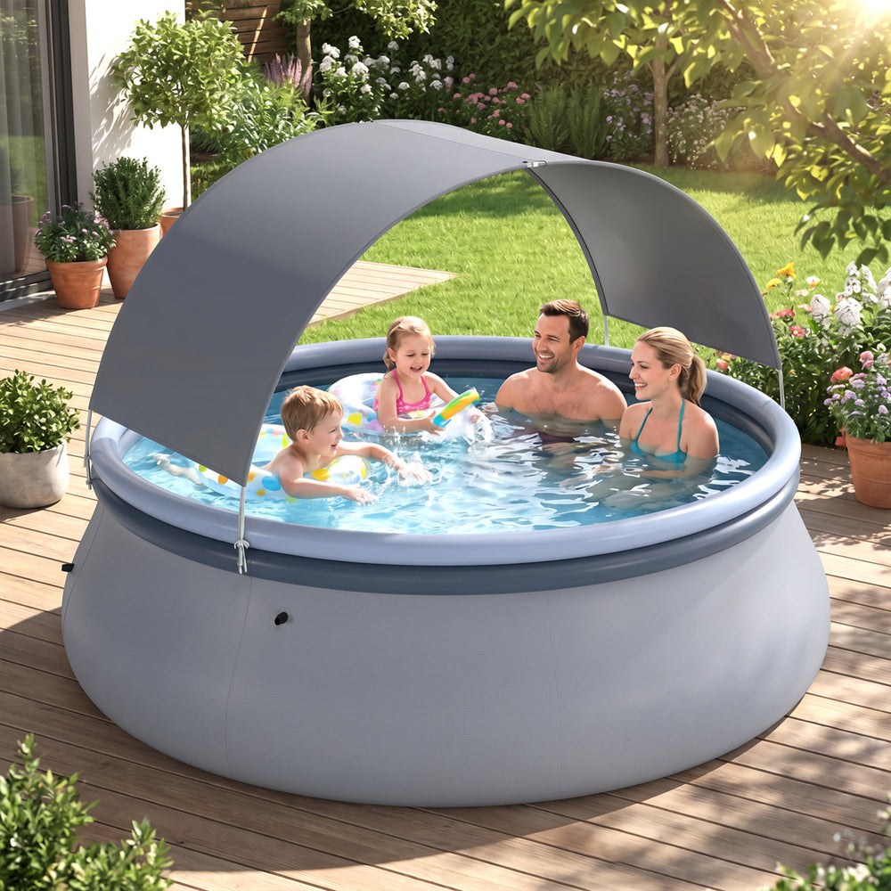 Outdoor Inflatable Pool with Sunshade Canopy-M - Gallery View 1 of 10