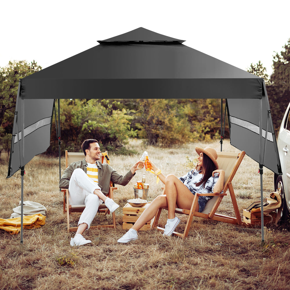 10 x 17.6 Feet Outdoor Instant Pop-up Canopy Tent with Dual Half Awnings-Pink丨Costway
