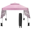 Pink 10 x 17.6 feet outdoor instant pop-up canopy tent with dual half awnings for sun protection and easy setup.