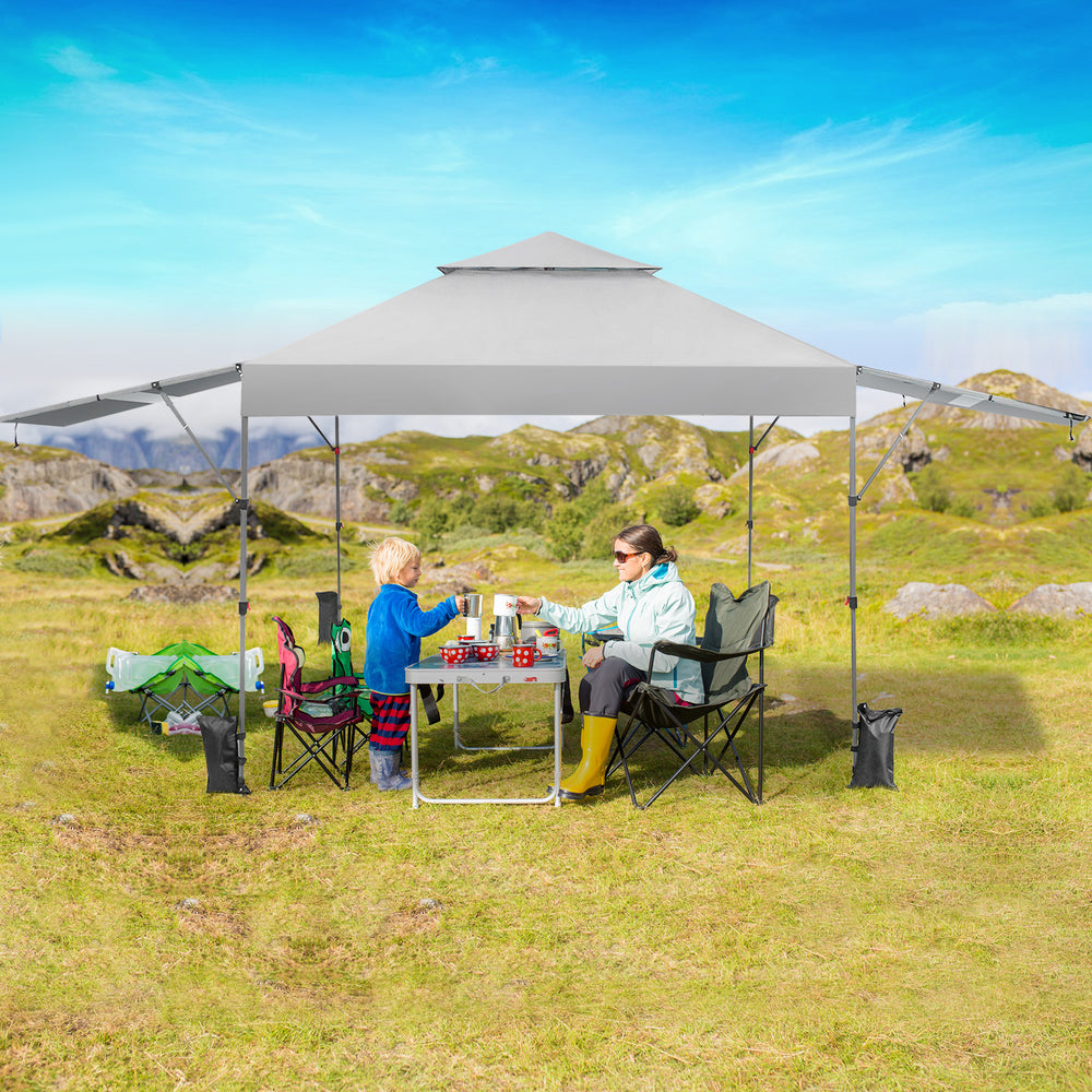 10 x 17.6 Feet Outdoor Instant Pop-up Canopy Tent with Dual Half Awnings-White - Gallery View 1 of 10
