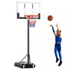 Adjustable 3.3-7 ft kids basketball hoop with shatterproof backboard, ideal for outdoor play and easy height adjustment.