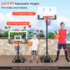 Adjustable 3.3-7 ft kids basketball hoop with shatterproof backboard, suitable for outdoor play and easy to move.