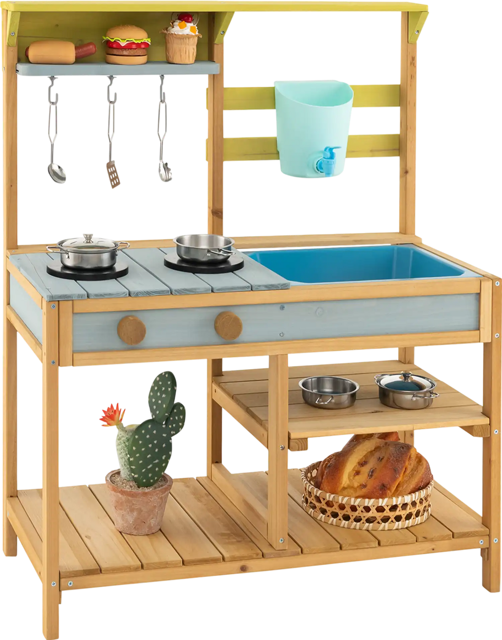 Outdoor Kids Mud Kitchen with Faucet and Water Box