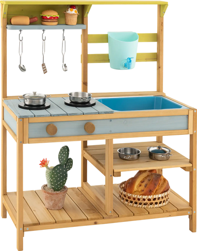 Costway Kids Outdoor Mud Kitchen w/ Faucet Water Box 85792413 New