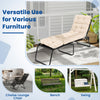 Outdoor lounge chaise cushion in cream, 73"x22", featuring high back and string ties for versatile outdoor furniture.