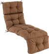 Brown outdoor lounge chaise cushion with string ties, featuring thickened high resilience cotton for comfort and.