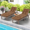 Brown outdoor lounge chaise cushion with string ties, featuring thickened high resilience cotton for comfort by the.