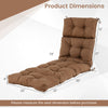 Brown outdoor lounge chaise cushion with string ties, measuring 73"x22"x4", ideal for garden or poolside use.