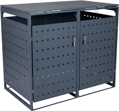 Costway Outdoor Metal Garbage Bin Storage Shed Double Trash Can Enclosure 12673473 New
