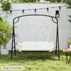Outdoor metal swing stand in black with heavy-duty frame and 4 support bars, ideal for porch swings and hammocks.