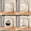 Outdoor metal swing stand with heavy-duty frame, supporting various swings like porch swing and hanging egg chair.