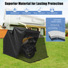 Outdoor motorcycle shelter in black, made of waterproof 600D Oxford fabric, ideal for bike storage and protection.
