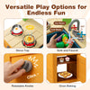 Stove top with rotatable knobs and sink faucet for the Outdoor Mud Kitchen Playset, enhancing pretend play for kids.