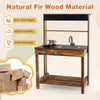 Outdoor mud kitchen for kids featuring natural fir wood, rotatable faucet, and removable sink for imaginative play.
