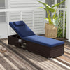 Outdoor PE RattanChaise Lounge with 6-level Backrest-Navy - Gallery View 1 of 9