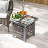 Square outdoor PE rattan side table with umbrella hole, featuring a scratch-resistant tabletop and stylish design for.