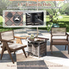 Square outdoor side table featuring a 1.5" umbrella hole, made of PE rattan, ideal for patio or garden use.